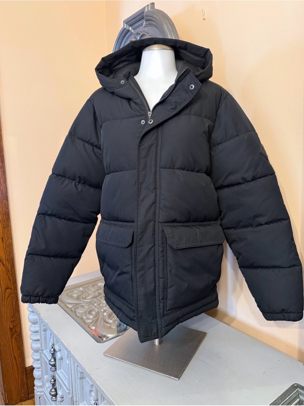 Hollister Black Hooded Puffer Jacket
